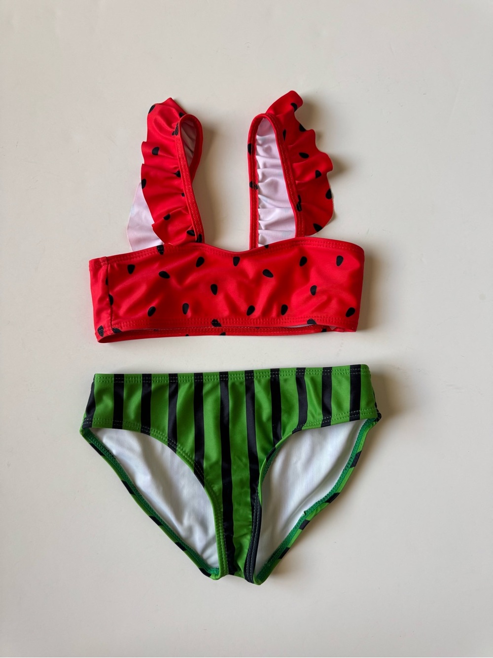 Girls Red & Green Watermelon Print Kids Bikini
